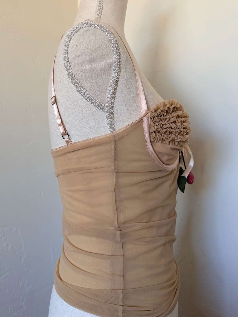 Rare Vintage Alexander McQueen S/S 2003 "Irere" Mesh Knit Leather Cherry Cami - Picture 6 of 10